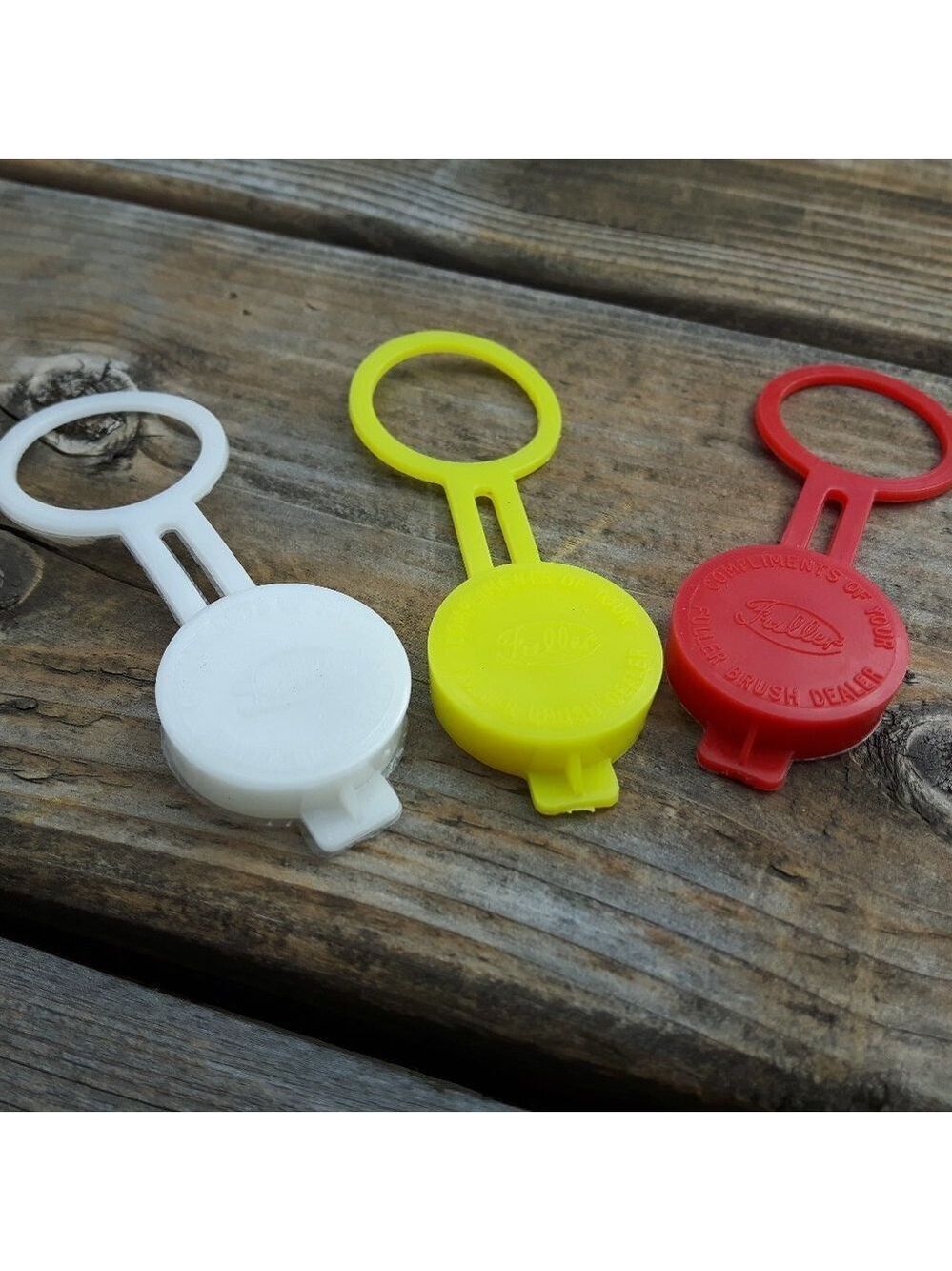 LOT OF 3 VINTAGE FULLER BRUSH PLASTIC BOTTLE TOP